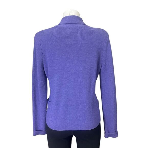 Sarah Spencer Merino Wool Purple Shawl Neck Button Down Cardi‎ Sweater sz M New - Picture 5 of 10